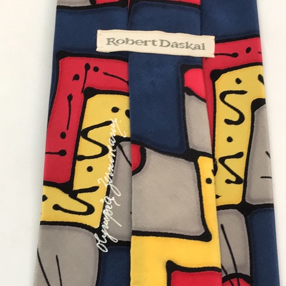 Vintage Rare Robert Daskal Retro Hand Painted & Signed Neck Tie - Picture 3 of 5